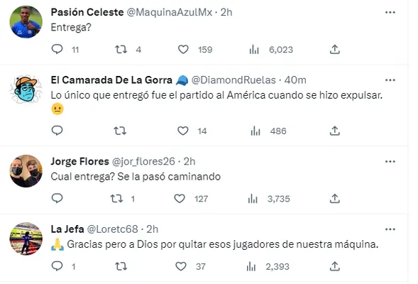 Comentarios de la afición en Twitter
