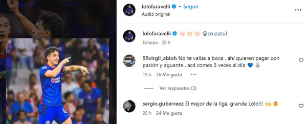Comentarios de la afición sobre el interés de Boca en Faravelli (IG Lolo Faravelli)