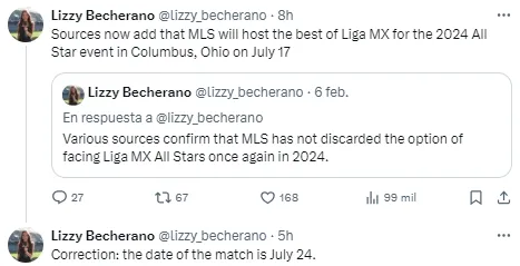 Se confirmaría el Juego de las Estrellas MLS - Liga MX. (Twitter @Lizzy_Becherano)