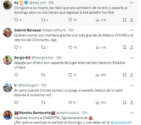 Parte de las reacciones de la afición en X (antes Twitter)