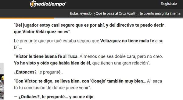 Información de Toque Filtrado