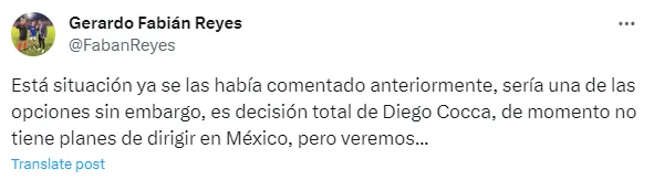 Tuit de Gerardo Fabián Reyes
