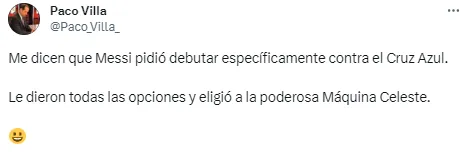 Messi habría pedido debutar contra Cruz Azul. (Twitter: @Paco Villa)