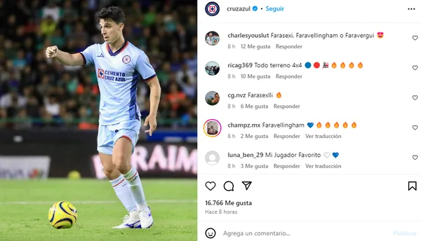 Aficionados de Cruz Azul bautizan a Faravelli en Instagram