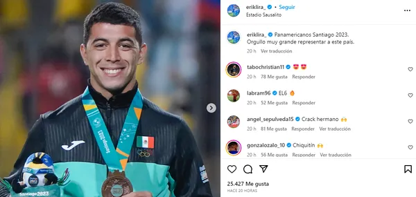 Publicación de Erik Lira en su cuenta de Instagram