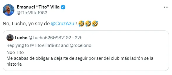 Respuesta de Tito Villa en X