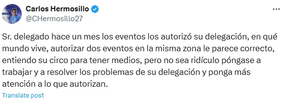 Tuit de Carlos Hermosillo