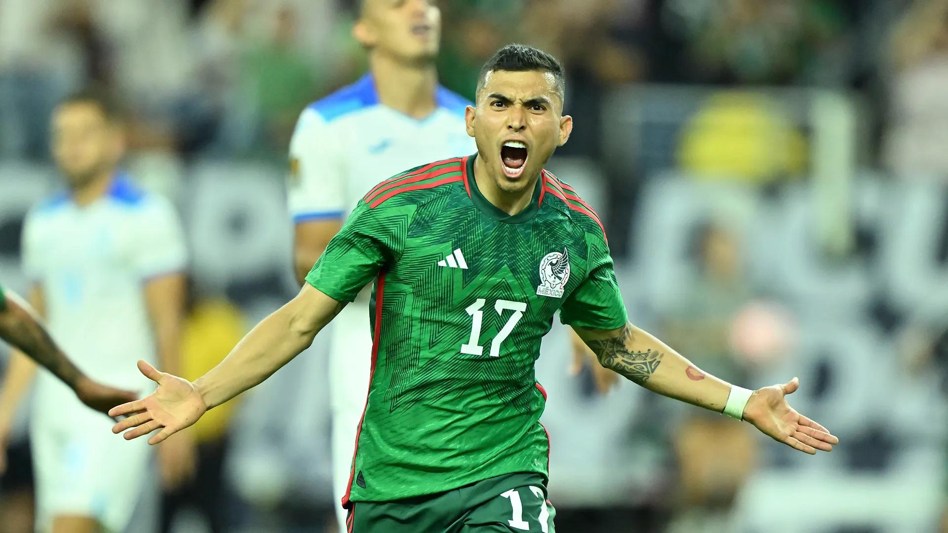 Orbelín celebra su gol ante Honduras.
