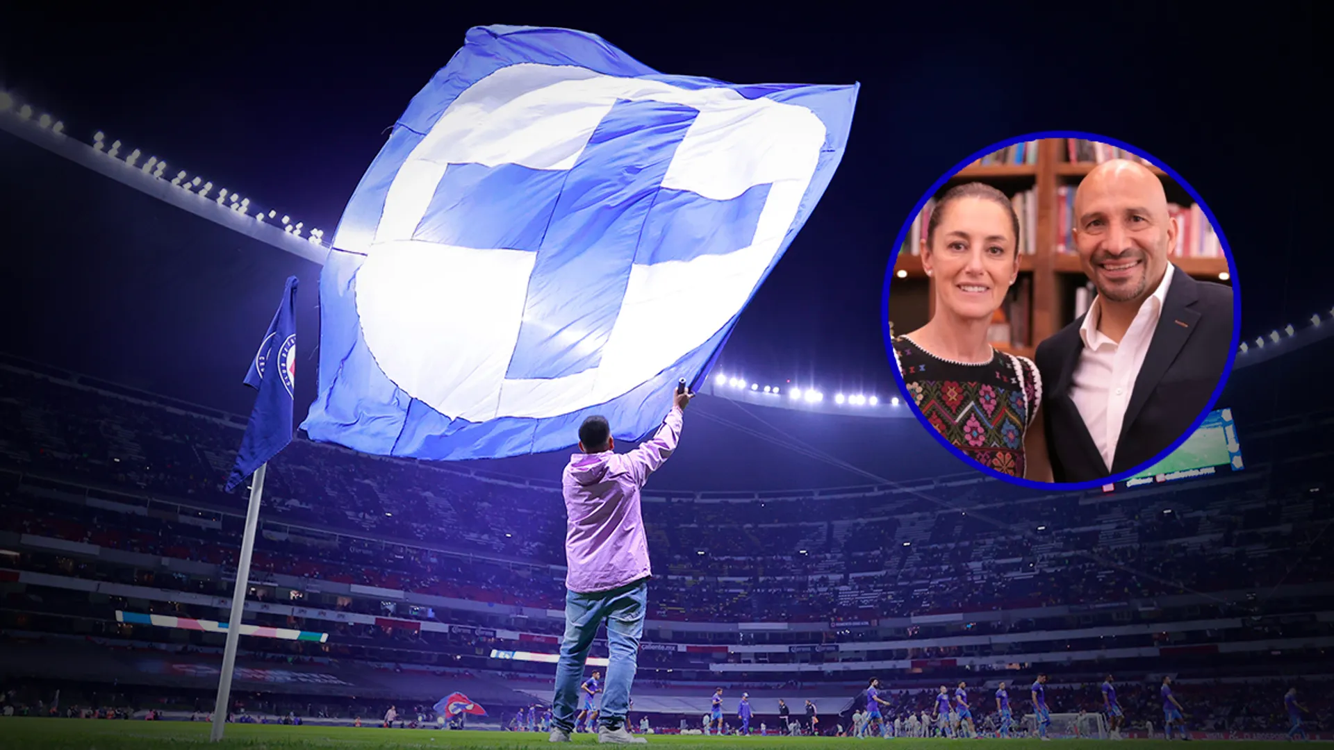 Foto del Conejo Pérez con Sheinbaum enciende ilusión por el nuevo estadio de Cruz Azul