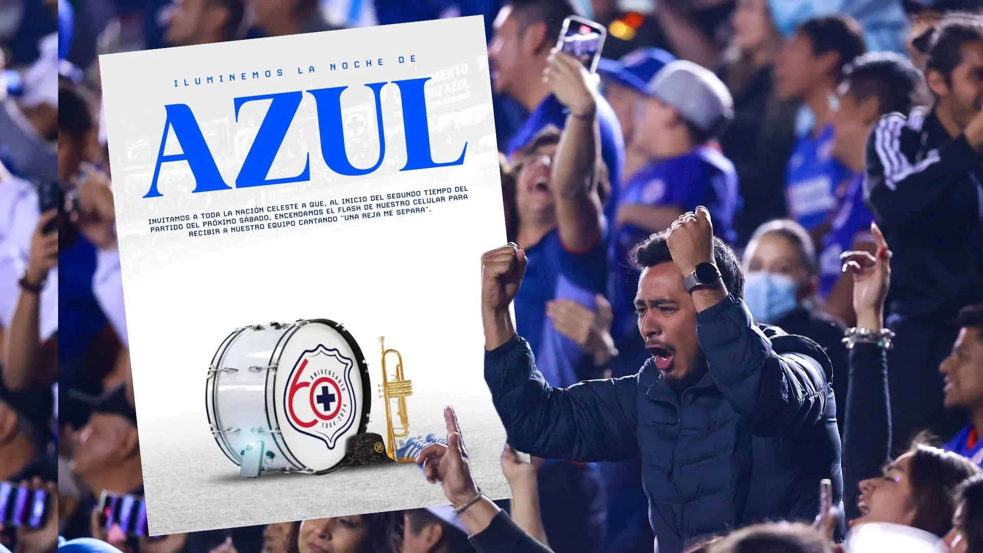 La afición de Cruz Azul prepara un colorido recibimiento para el equipo en el Estadio Azul