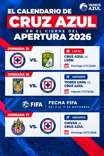 El calendario que le queda a Cruz Azul en el cierre de la fase regular de Liga MX.
