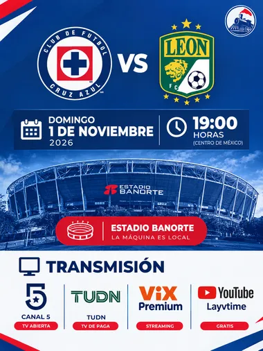 Los detalles para seguir EN VIVO el Cruz Azul vs. León del Apertura 2026.