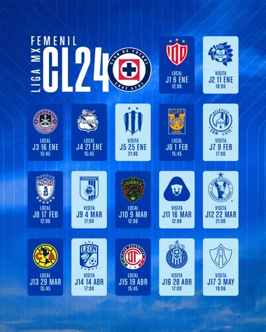 El calendario completo de Cruz Azul. (Foto: Cruz Azul)