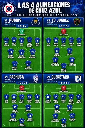 Los cambios de Huiqui para los últimos cuatro juegos de Cruz Azul.