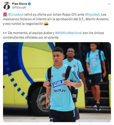 Cruz Azul retiró su oferta y no fichará a Johan Rojas (X)