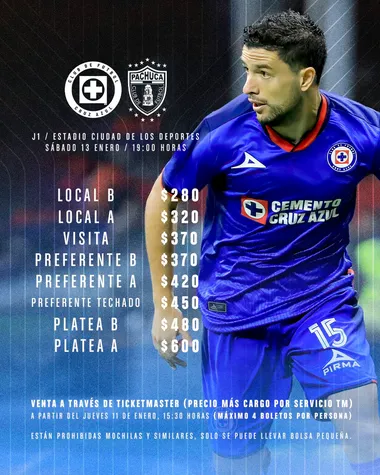 El precio de los boletos para el Estadio Azul. (Foto: Cruz Azul)