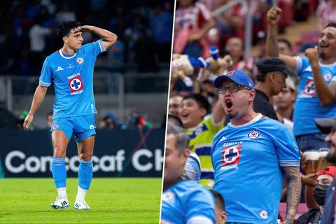 La afición de Cruz Azul apuntó a Lorenzo Faravelli por su acción contra Pumas.