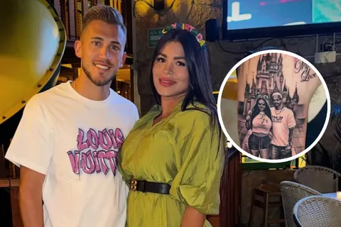 Gonzalo Piovi y un curioso tatuaje de él junto a su esposa.