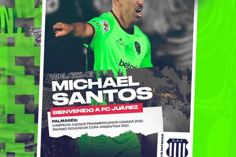 Otro delantero que le ganan a Cruz Azul: Juárez confirmó el fichaje de Michael Santos